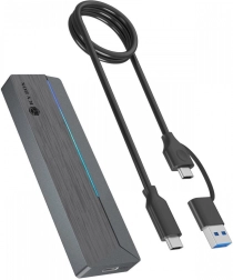 Zunanje ohišje za SSD M.2 NVMe in SATA z RGB osvetlitvijo, USB 3.2 Gen 2 (10 Gb/s)