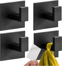 Samolepilni kovinski kopalniški kavlji 4 kosi RUHHY, črna mat