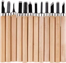 Set 12 dlet in rezil za les z lesenim ročajem