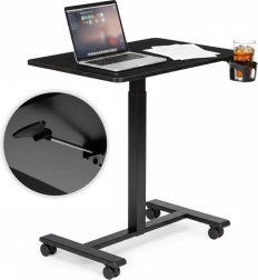 Mobile height-adjustable table 70 × 48 cm with cup holder, black ModernHome