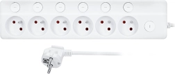 Solight podaljšek z individualnimi stikali, 6 vtičnic, 3 m, bel