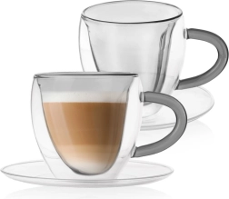 Termo skodelice z dvojno steno in podstavki 160 ml, oblika srca, 2 kosa
