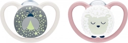 Otroška duda NUK Perfect Match Air Night Firefly/Sheep 0–6 mesecev, 2 kosa