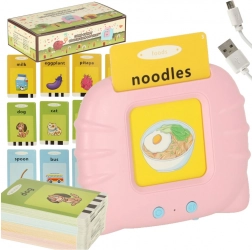 Elektronski čitalnik kartic za učenje angleščine, 112 zvočnih kartic, rožnata