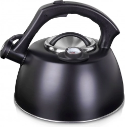 Jeklena čajnika s piščalko in termometrom 3 l – črna