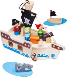 Lesena piratska ladja s priborom od Bigjigs Toys