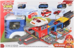 Policijski avto z zložljivo garažo in lučmi