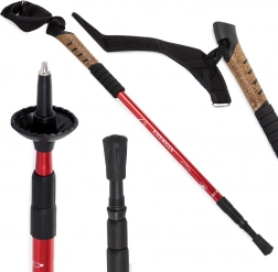 Plutasta treking palica Nordic Walking z anti-shock sistemom, rdeča