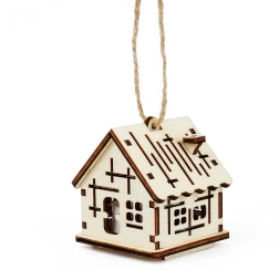 Lesena hišica s križci z LED svečko