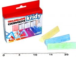 Trikotne barvne kredice za pločnik, 6 kosov