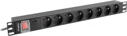 Lanberg rack PDU letvica 19" 1U, 8 vtičnic tip E, 16 A, črna
