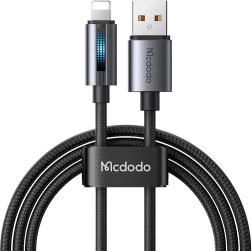 USB kabel McDodo z LED osvetlitvijo 1,2 m črn