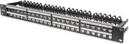 Modularni patch panel Digitus visoke gostote, 19" 48x Keystone, oklopljen, 1U, črn