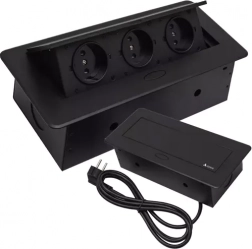 Vgradna trojna vtičnica v pult IZOXIS, črna