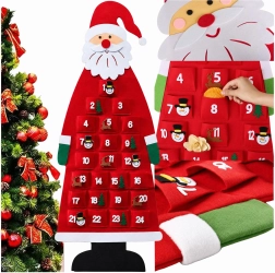 Viseči adventni koledar iz filca Santa Claus z 24 žepi, 115 cm