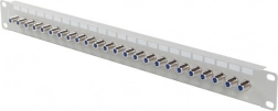 Patch panel 24 vrat F 19" s konektorji F (prehodni) – siv