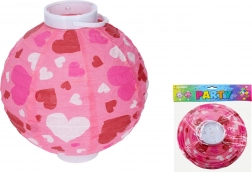 Lampijon krogla 20 cm na baterije z motivom srčkov