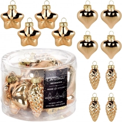 Steklene božične okraske zlato 4–4,5 cm, komplet 12 kos