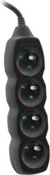 Trak PowerWatch 3 m črn (4 vtičnice)