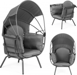 Vrtni stol s nastavljivo strešico, siv ModernHome