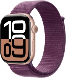 Apple Watch Series 10 GPS 46 mm rožnato zlato, športni pašček v barvi slive