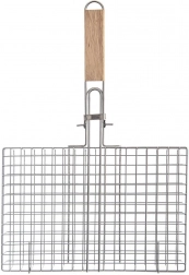 Zaprt žar koš 32 × 49 cm z lesnim ročajem