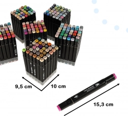 Dvostranski alkoholni markerji v etuiju s podstavkom – 204