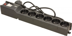 Prenapetostni razdelilec LESTAR, 6 vtičnic, 1,5 m, črna