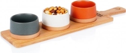 Set keramičnih skledic za tapase z bambusovo desko 48 cm, 4 deli
