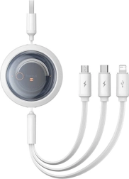 vlečni polnilni kabel 3v1 BASEUS Free2Draw USB-A na USB‑C, Lightning in micro USB, 3,5 A, 1,1 m bel