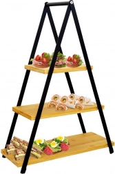 Trinivojski bambusov servirni stojalo 38 × 16,5 × 53 cm