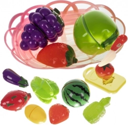 Komplet sadja in zelenjave za rezanje v košarici z desko in nožem
