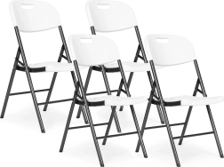 Set 4 zložljivih stolov ModernHome - kovina, HDPE, bela
