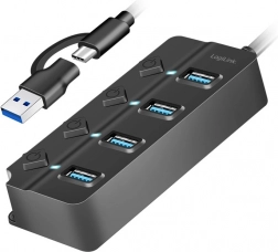 USB hub s 4 vrati, 3.2 Gen 1, črn