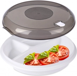 Razdeljen krožnik za mikrovalovno pečico 25 cm z ventiliranim pokrovom