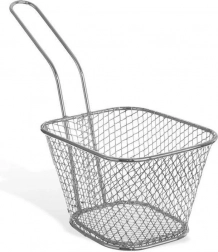 Srebrna košara za pomfrit z ročajem 19 × 8 × 13,5 cm