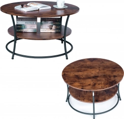 Okrogla klubska mizica z dvema policama ModernHome