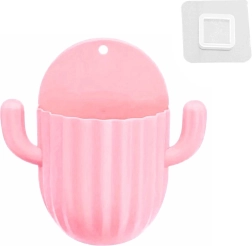 Samolepilni stenski organizator za ščetke in čopiče roza