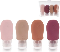 Potovalne silikonske stekleničke s priseski v etuiju, 5-delni komplet