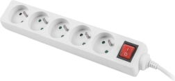 napajalni razdelilec Lanberg bel 3 m, 5 vtičnic, z izklopnim stikalom