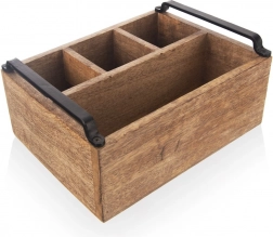 Leseni organizator za pribor, začimbe in omake iz mangovega lesa