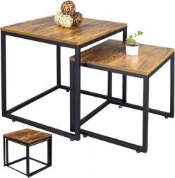 Komplet kvadratnih klubskih miz 2-v-1 rustikalni