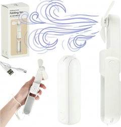 Prenosni zložljiv mini ventilator USB 2v1 bel