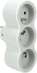 Bel plastičen adapter s tremi vtičnicami