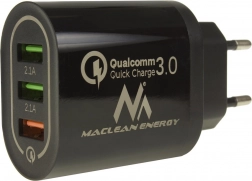 Omrežni polnilec MACLEAN ENERGY 3× USB s hitrim polnjenjem Quick Charge 3.0