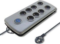 Prenapetostni zaščitni podaljšek Quick Switch, 8 vtičnic, 2,5 m, siva