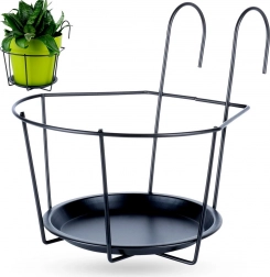 Kovinski balkonski nosilec za cvetlični lonček, črn