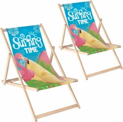 Komplet 2 zložljivih lesenih plažnih in vrtnih ležalnikov z nastavljivim naklonom