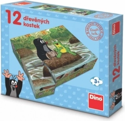 Dino lesene kocke KRTEK in živalice 12 kos