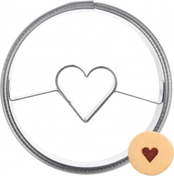 Nerjavno jeklen kalup za piškote krog s srcem 4,5 cm